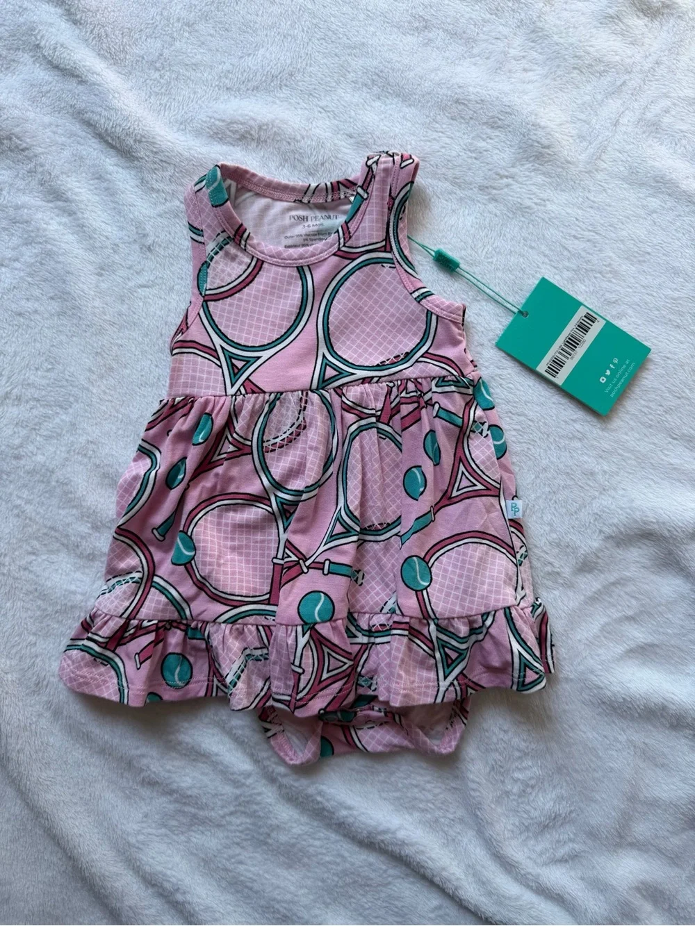 Posh Peanut Pink & Teal Tennis Ruffle Dress
